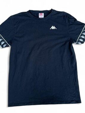 Kappa Black Logo Tee with Logo Sleeve and Back Spellout